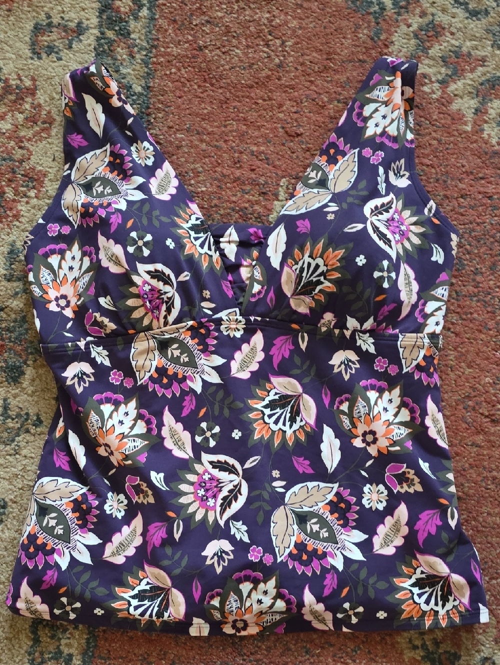 Lands End Built In Bra Tankini Floral Swim Top